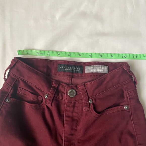 Aeropostale Womens 000 Burgundy‎ High Waisted Jegging - Picture 7 of 11